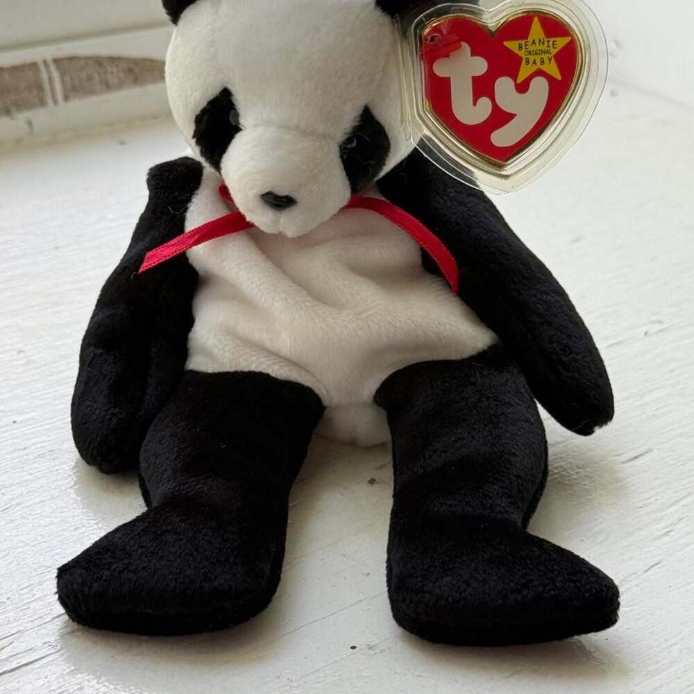 Vintage Ty Beanie Baby Fortune The Panda Plush Toy